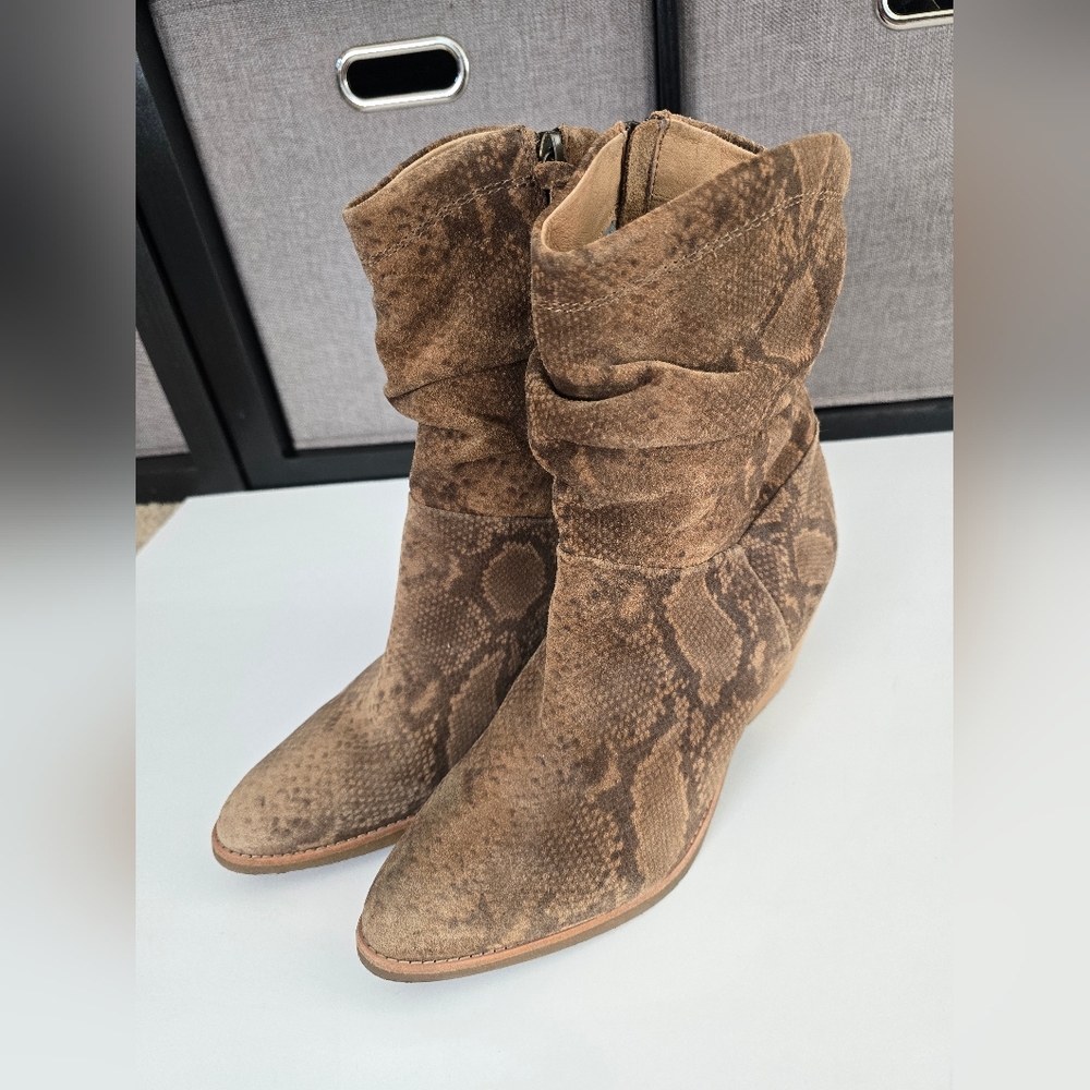 Sofft BRAND Slouchy Snakeskin-Print Suede Boot